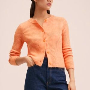 Mango orange knit cardigan